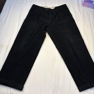 Tallia Uomo Corduroy Pleated‎ Pant Cuffed Back Pocket Career Black 38x28 1/2